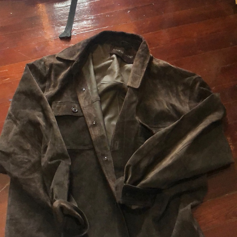 oversized brown suede shirt